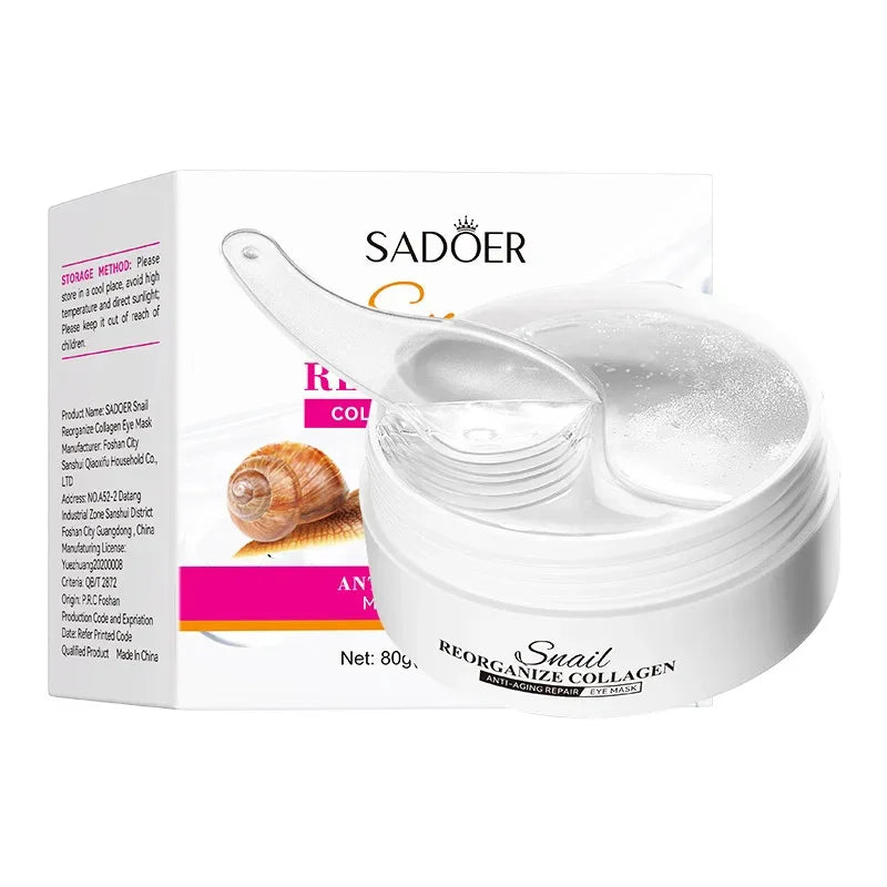 60Pcs  Snail Collagen Eye Mask anti Dark Circles Eyes Bags Moisturizing Firming Eye Patches Beauty Eyes Skin Care Products